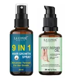 Combo of La'Conde Beauty 9 in 1 Hair Growth Spray & Foot Repair Soothing Oil 