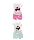 Hosiery Cotton Sleeveless Top & Bottom Clothing Set for Girls 