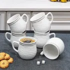 6 Pcs Ceramic Tea & Coffee Cup Set - Belly White