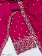 Lucknowi Embroidered Vichitra Silk Unstitched Dress Material 