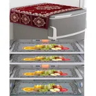 PVC Waterproof Fridge Top Cover with 4 Pcs Shelf Mats (Multicolor, Set of 1)