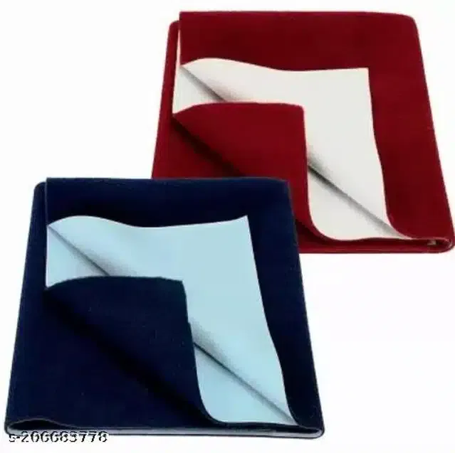 Cotton Mattress Protection Sheet (Navy Blue & Maroon, 28x20 inches) (Pack of 2)