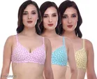 Cotton Blend Printed Padded Bra for Women 