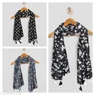 Chiffon Scarves for Women, Black, Pack of 3