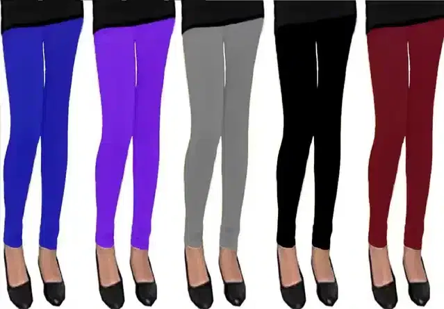 Soft & Comfortable Leggings for Girls (Pack of 5) (Multicolor, 5-6 Years)