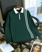 Cotton Blend Colorblocked Sweatshirt for Men, Green 