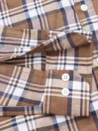 Cotton Blend Checkered Shirt for Men, Brown 