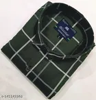 Cotton Blend Checked Shirt for Men, Green 