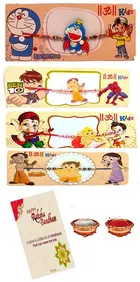 Synthetic Cartoon Character Kids Rakhi with Greeting Card 