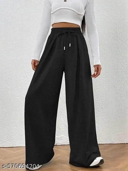 Cotton Blend Solid Trousers for Men, Black (M)