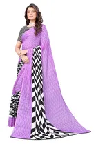 Women Georgette Printed Saree With Unstitched Blouse 