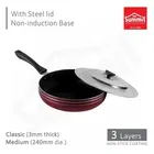 Summit Non-Induction Frypan with Steel Lid (Multicolor, 2 L)