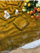 Chiffon Solid Saree For Women, Yellow