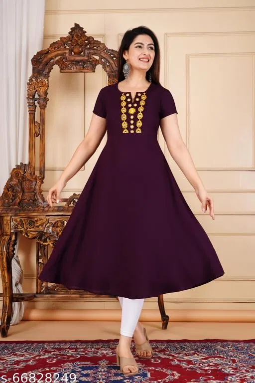 Rayon Kurti for Women, Brown (5XL)