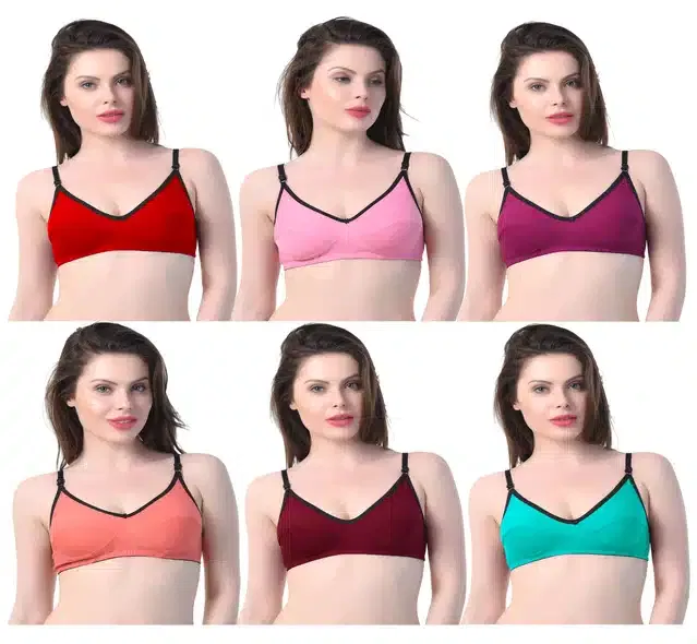 Non Padded Bra for Women (Pack of 6) (Multicolor, 36B)