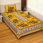 Jaipuri Cotton Single Bedsheet with 1 Pillow Covers | 58x80 Inch | Folks | Traditional Rajasthani Print