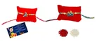 Metal 2 Pcs Rakhi with Greeting card, Roli 