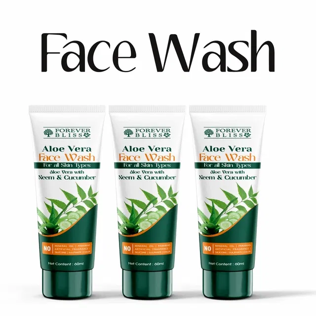 Forever Bliss Aloe Vera with Neem & Cucumber Face Wash (60 ml, Pack of 3)