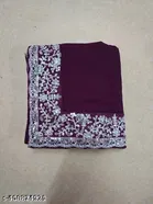 Georgette Embellished Saree For Women, Purple