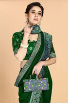 Women's Embroidried Saree with Unstiched Blouse 