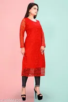 Net Kurti for Women,  Red  
