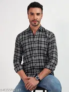 Polycotton Checked Shirts for Men, Black 