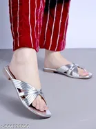 Shoetopia Girls Solid Flat Sandals Silver Size 6