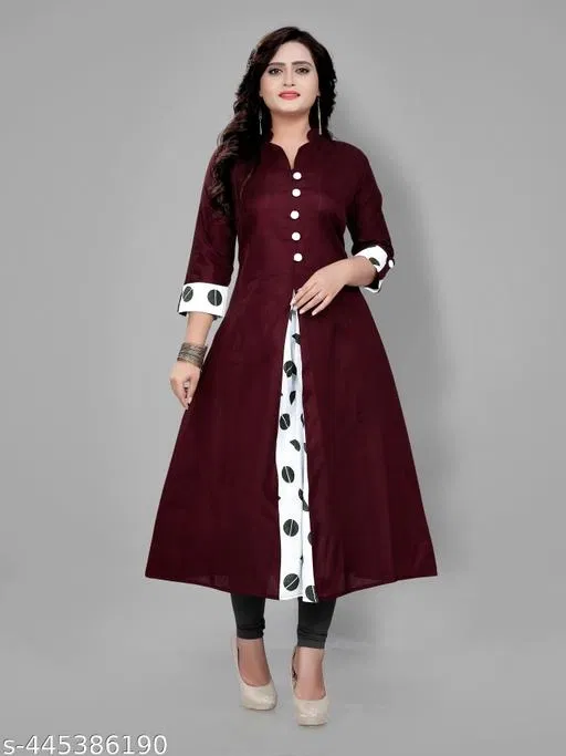 Solid Kurti for Women (Maroon, XL)