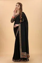 SVB Vichitra Silk Women Jacquard Saree With Un-Stitched Blouse 