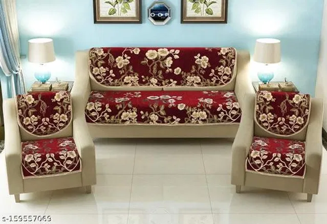 Polycotton 5 Seater Sofa Covers (Red, Set of 1)