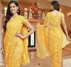 Net Solid Saree for Women 