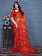 Georgette Printed Saree for Women 