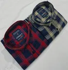 Cotton Blend Checkred Shirt for Men, Multicolor, Pack of 2 