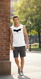 Active Polyester Vests for Men ,White 