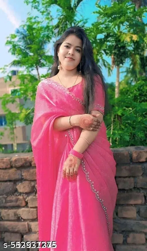 Jimmy Choo Embellished Saree For Women, Pink