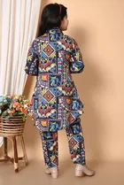Rayon Printed Kurti with Pyjama for Girls 
