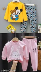 Cotton Blend Full Sleeves T-Shirt with Pant Clothing Set for Kids 