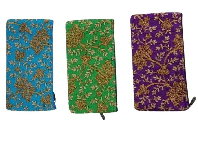 Canvas Portable Accessories & Cosmetics Storage Pouch (Multicolour, Set of 3)