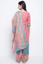 Cotton Blend Floral Kurti with Pant & Dupatta for Women 