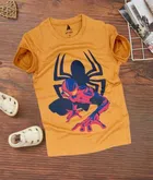 Cotton Printed Round Neck T-Shirt for Kids (Mustard, 3-4 Years)