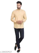 Cotton Blend Solid Short Kurta for Men 
