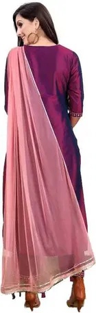 Women Art Silk Embroidered Kurta With Pant And Dupatta Set 