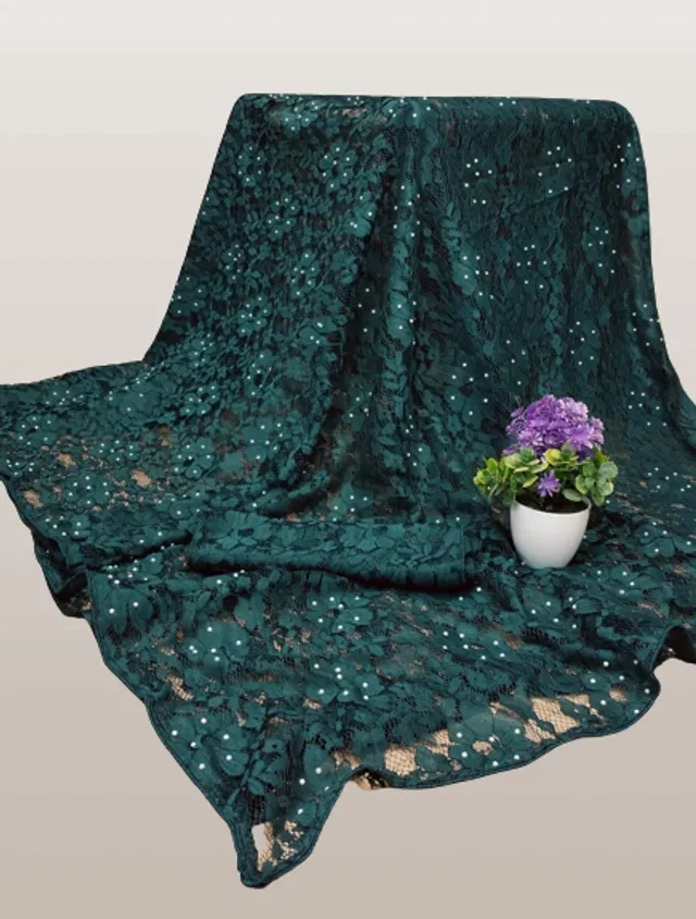 Net Solid Saree for Women (Teal, 6.3 m)