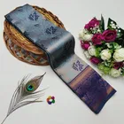 Dola Silk Zari Woven Saree for Women, Turquoise (6.3 m)