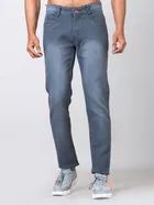 Cotton Blend Solid Jeans for Men (Grey, 30)