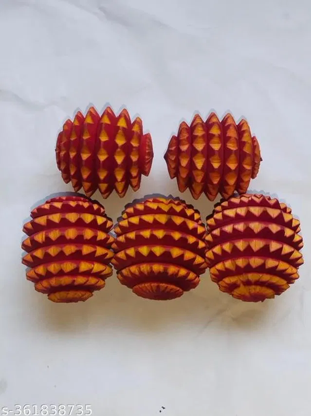 Wooden Body Massager (Yellow & Red, Pack of 5)