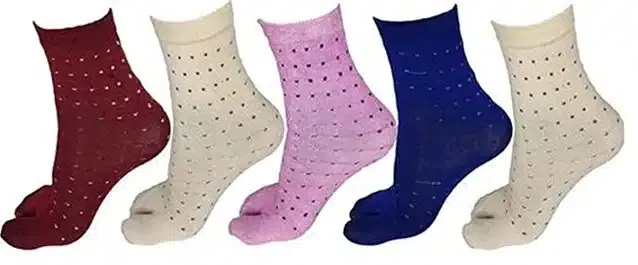 Ankle Length Thumb Socks for Women (Set of 5) (Multicolor, Free Size)