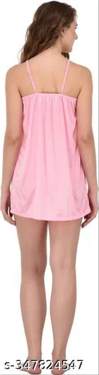 Satin Solid Babydoll for Women, Pink 