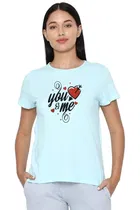 Cotton Blend T-shirt for Women, Green & Aqua, Pack of 2 