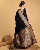 Silk Woven Design Saree for Women, Black 
